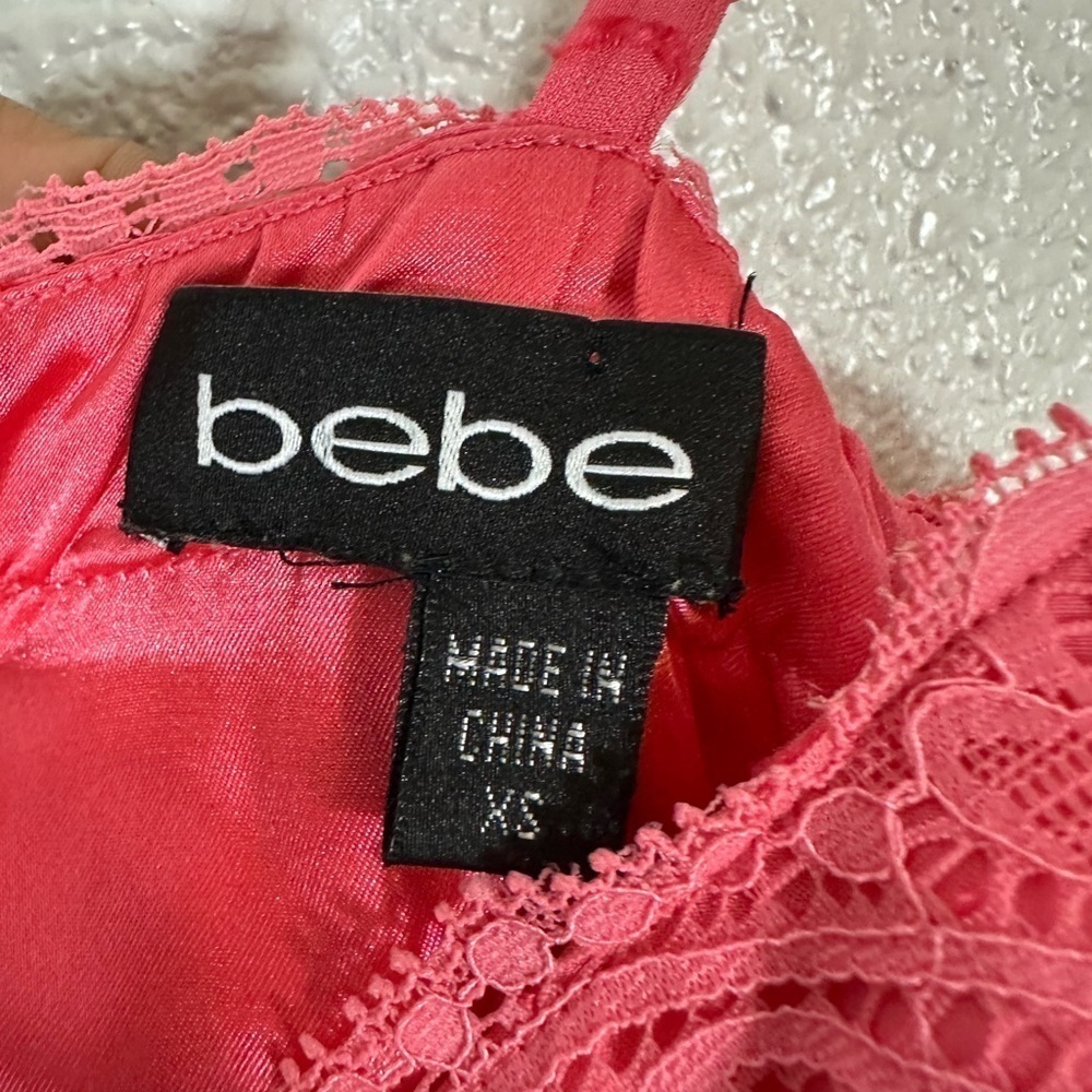 Bebe Mini Chiffon Back Lace Up Pink Dress Size XS - Picture 4 of 7